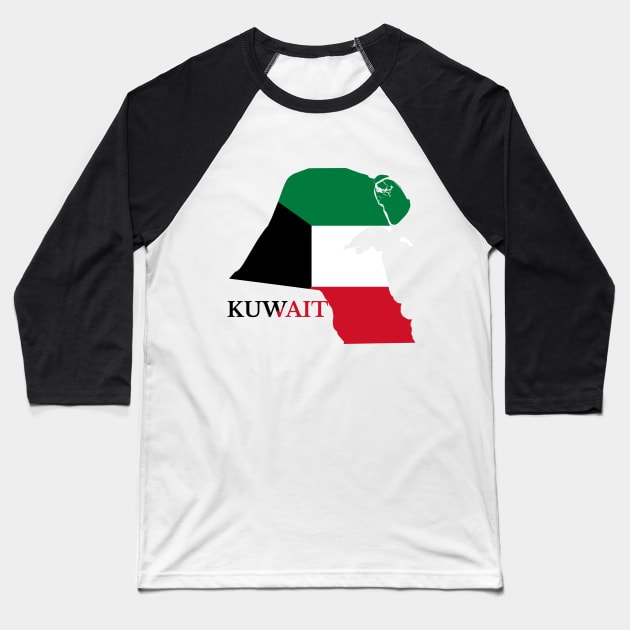Kuwait Map Flag Baseball T-Shirt by maro_00